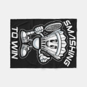 Badminton Forever Cartoon Shuttle And Racket Graph フリースブランケット (正面(横))