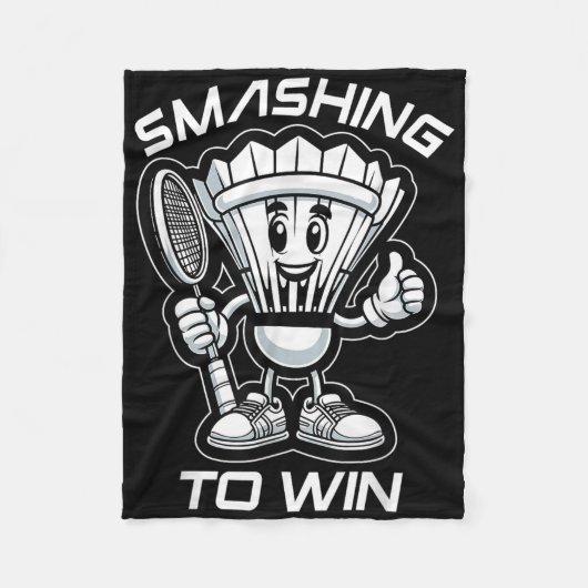 Badminton Forever Cartoon Shuttle And Racket Graph フリースブランケット (正面)