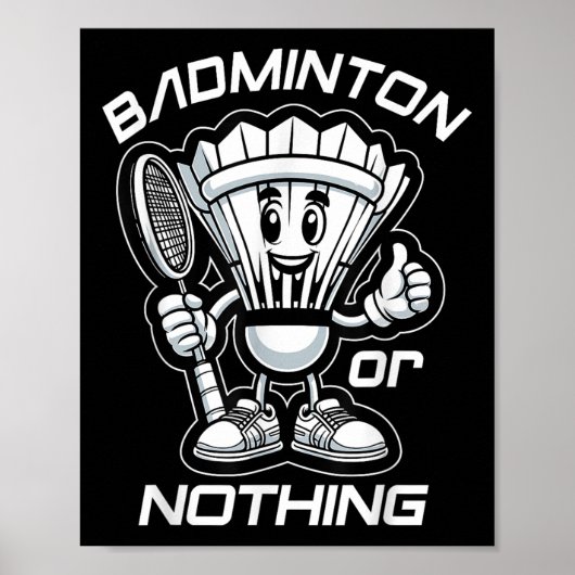 Badminton Forever Cartoon Shuttle And Racket Graph ポスター (正面)