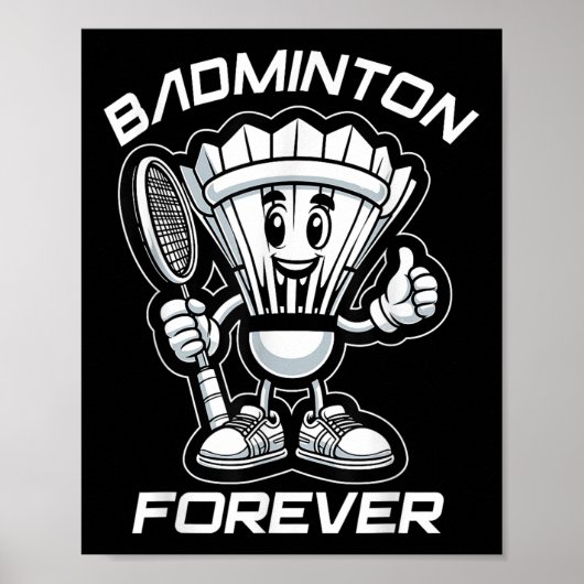 Badminton Forever Cartoon Shuttle And Racket Graph ポスター (正面)