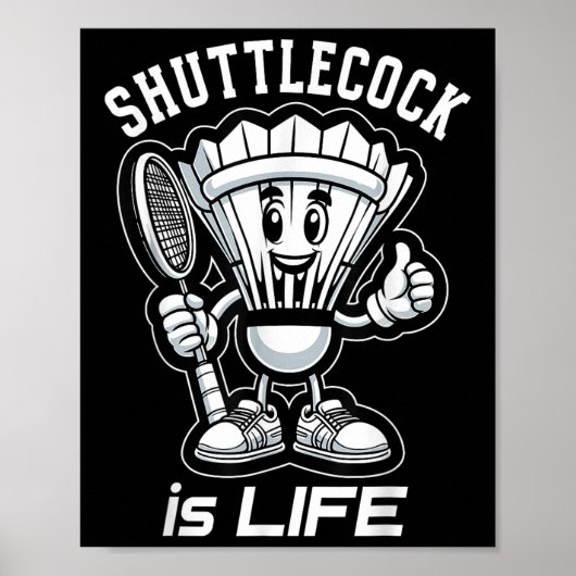 Badminton Forever Cartoon Shuttle And Racket Graph ポスター (正面)