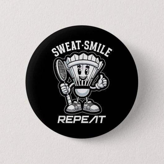 Badminton Forever Cartoon Shuttle And Racket Graph 缶バッジ (正面)