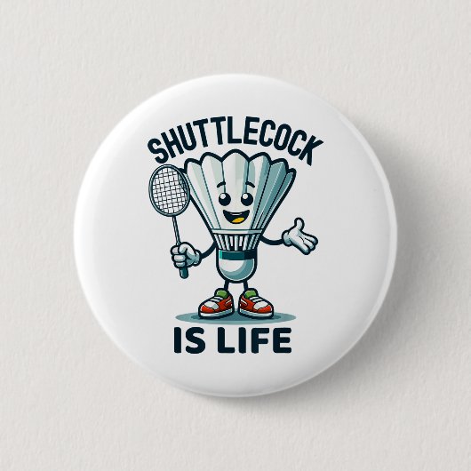 Badminton Forever Cartoon Shuttle And Racket Graph 缶バッジ (正面)