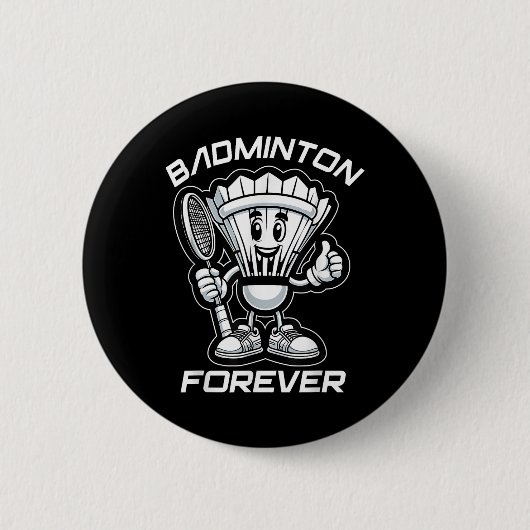 Badminton Forever Cartoon Shuttle And Racket Graph 缶バッジ (正面)