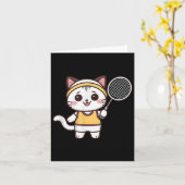 Badminton Funny Cat Women Girls Badminton Player K カード (黄色い花)