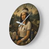 Badminton Funny Mona Lisa Sports Gift ラージ壁時計 (傾斜)