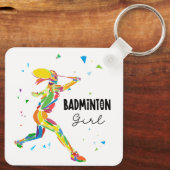 Badminton Girl Abstract Colorful Sports Player キーホルダー (裏面)