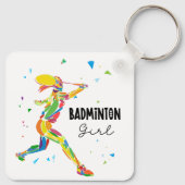 Badminton Girl Abstract Colorful Sports Player キーホルダー (裏面)
