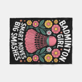 Badminton Girl Shuttle Funny Badminton  フリースブランケット (正面(横))