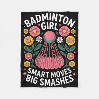Badminton Girl Shuttle Funny Badminton フリースブランケット