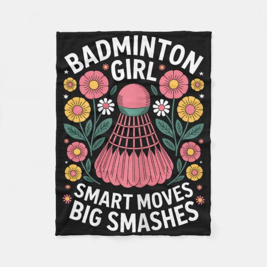 Badminton Girl Shuttle Funny Badminton  フリースブランケット (正面)