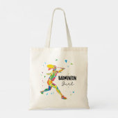 Badminton Girl Vibrant Abstract Player  トートバッグ (裏面)
