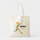 Badminton Girl Vibrant Abstract Player  トートバッグ (正面)