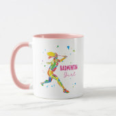 Badminton Girl Vibrant Abstract Player Graphic マグカップ (左)