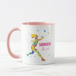 Badminton Girl Vibrant Abstract Player Graphic マグカップ