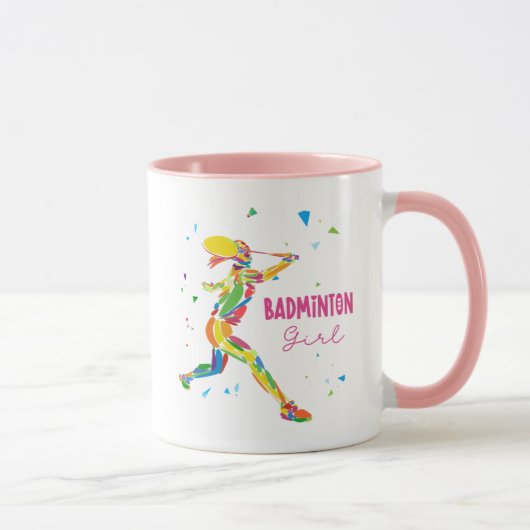 Badminton Girl Vibrant Abstract Player Graphic マグカップ (右)