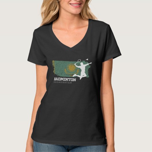 Badminton Kazakhstan Net Games Player Badminton Tシャツ (正面)