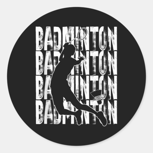 Badminton Lovers Theme Graphic Design ラウンドシール (正面)