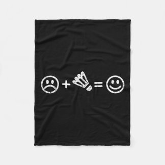 Badminton Makes Happy Funny Shuttle Badminton Play フリースブランケット
