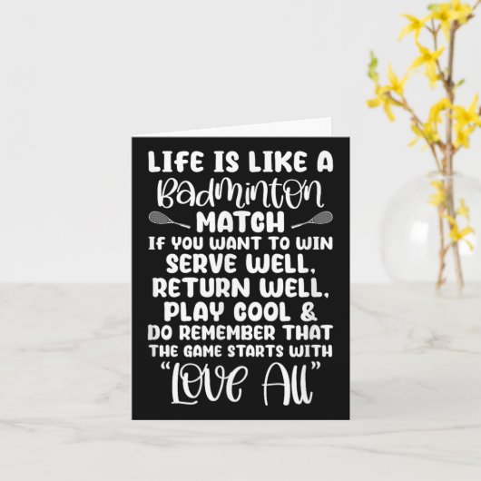 Badminton Match Sport Player Racket Shuttle Games  カード (黄色い花)