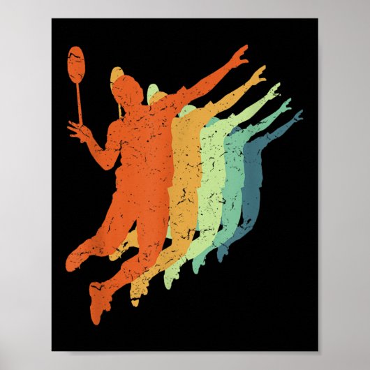 Badminton, Men Women Kids, Retro, Vintage, Badmint ポスター (正面)
