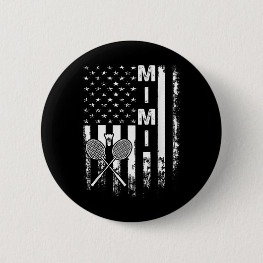 Badminton Mimi American Flag Vintage Christmas Xma 缶バッジ (正面)