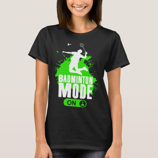 Badminton Mode On Mens Boys Youth Player Graphic Tシャツ (正面)