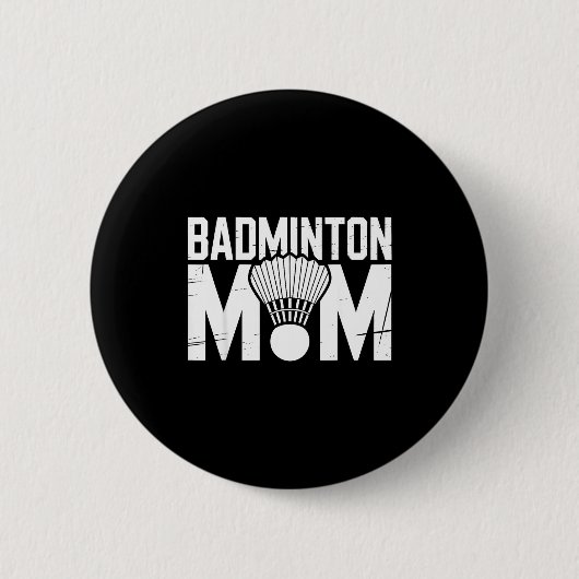Badminton Mom Retro Women Badminton Lover Mommy Mo 缶バッジ (正面)