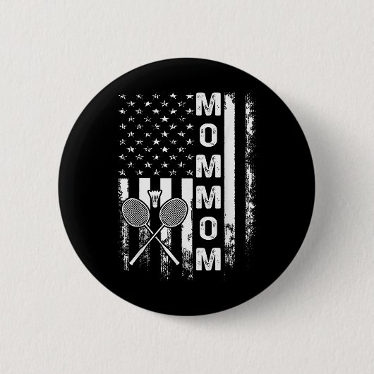 Badminton Mommom American Flag Vintage Christmas X 缶バッジ (正面)