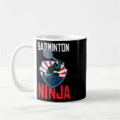 Badminton Ninja Shirt Funny Badminton Player Badmi コーヒーマグカップ (左)