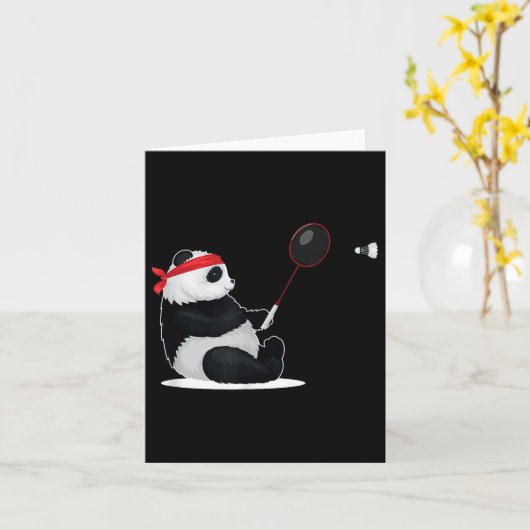 Badminton Panda Funny Sweet Sport Humor Shuttle An カード (黄色い花)