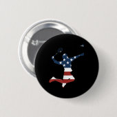 Badminton Player American Flag Apparel Badminton P 缶バッジ (正面&裏面)