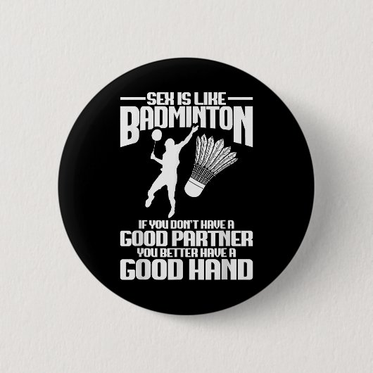 Badminton Player Good Hand Shuttle Player Badminto 缶バッジ (正面)