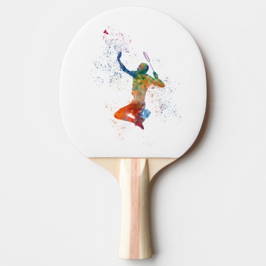 Badminton player in watercolor 卓球ラケット (正面)