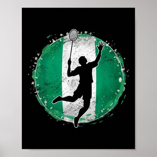 Badminton Player Nigeria Nigerian Flag Nigeria  ポスター (正面)
