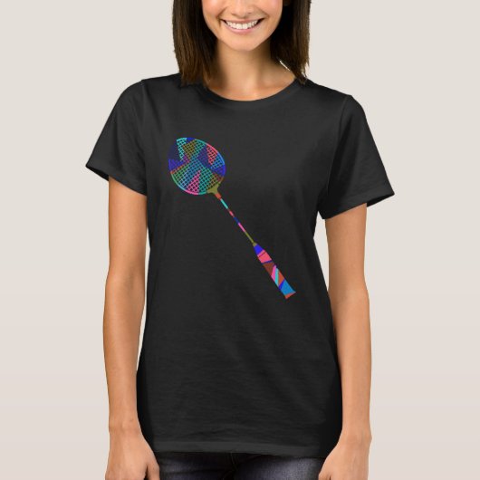 Badminton Player Racket Shuttlecock Hobby Sports Tシャツ (正面)