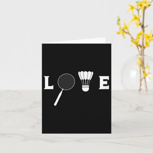 Badminton Player Racket Sports Shuttle Funny Badmi カード (黄色い花)