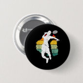 Badminton Player Retro Badminton Team Shuttle Play 缶バッジ (正面&裏面)