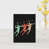 Badminton Player Retro Smash Shuttle Vintage Badmi カード (黄色い花)