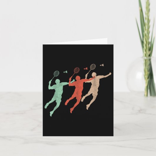 Badminton Player Retro Smash Shuttle Vintage Badmi カード (正面)