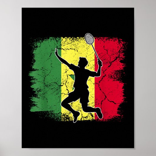 Badminton Player Senegalese Flag Senegal  ポスター (正面)