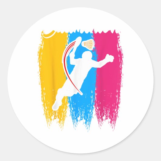 Badminton Player Shuttle Time Smash Rackets Lover  ラウンドシール (正面)