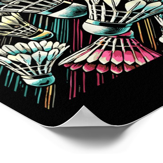 Badminton Player Shuttle Vibrant Design  ポスター (角)