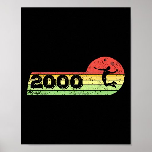Badminton-player Vintage 2000 Birthday Shuttle Bad ポスター (正面)