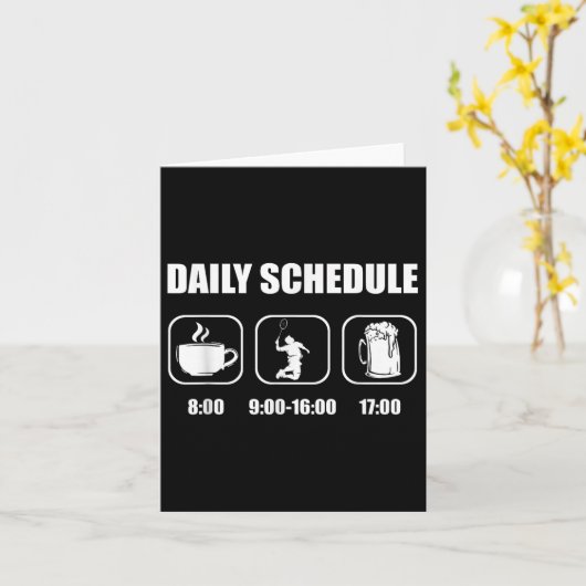 Badminton Racket - Daily Schedule Funny Badminton  カード (黄色い花)