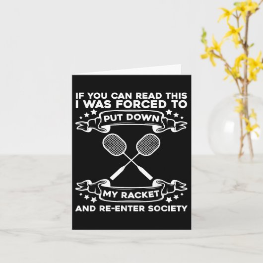 Badminton Racket - Funny Badminton Player  カード (黄色い花)