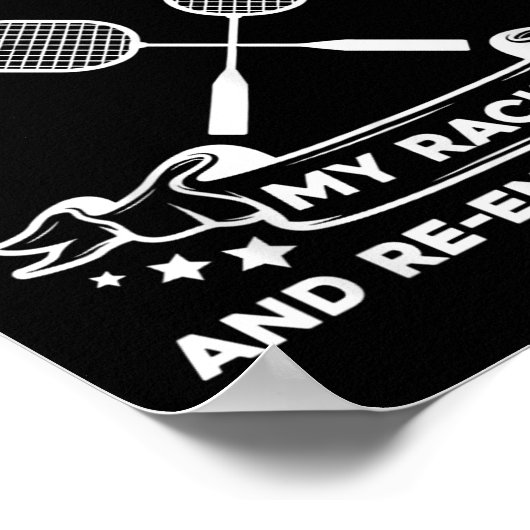 Badminton Racket - Funny Badminton Player ポスター (角)