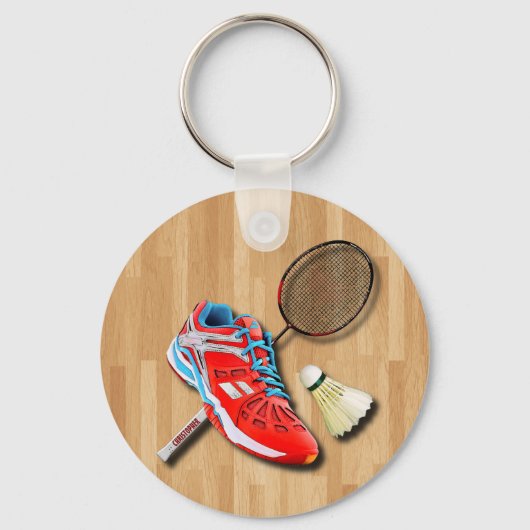 Badminton Shoe Racket Shuttlecock With Your Name キーホルダー (正面)