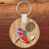 Badminton Shoe Racket Shuttlecock With Your Name キーホルダー (正面)