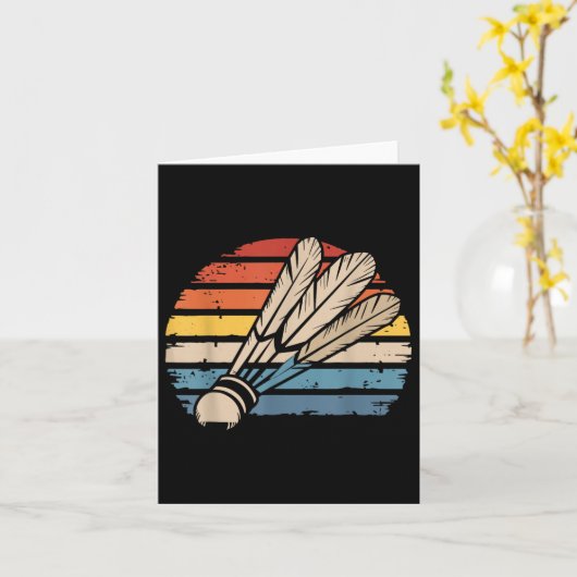 Badminton Shuttle Sunset Distressed Funny Shuttle  カード (黄色い花)
